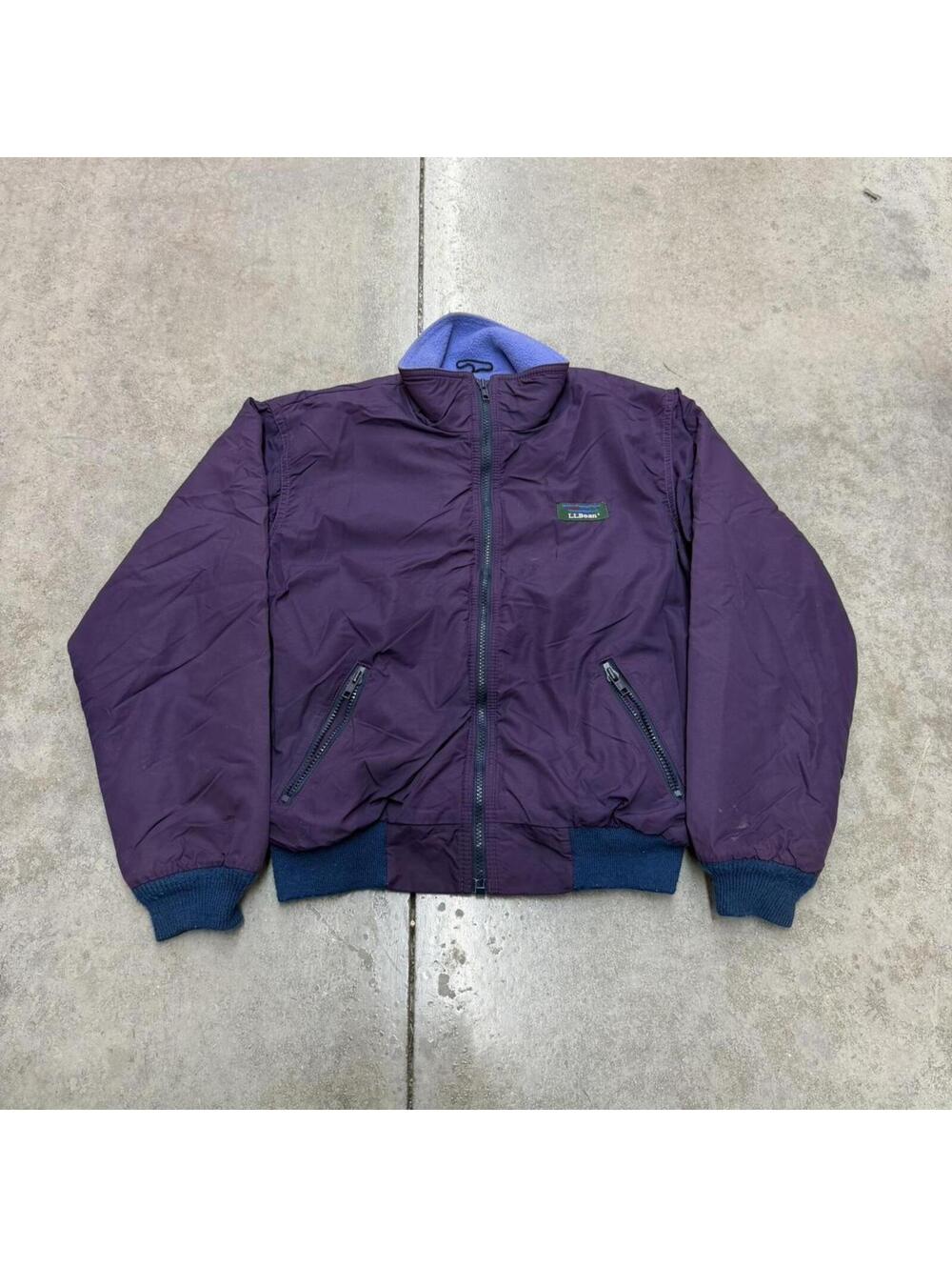vintage l.l. bean made in usa purple and blue warm up bomber jacket small WOMENS